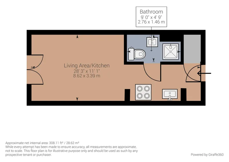 Möbliert 1 Zimmer Studio mit Aufzug und Balkon — photo 1